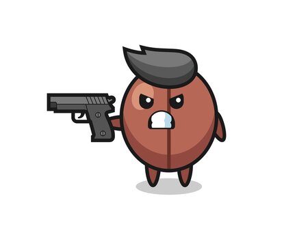 The Cute Coffee Bean Character Shoot With A Gun