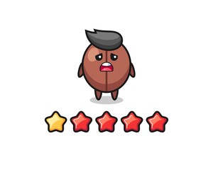 the illustration of customer bad rating, coffee bean cute character with 1 star