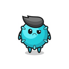 the mascot of the virus with sceptical face