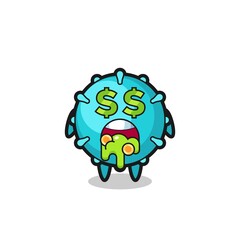 virus character with an expression of crazy about money