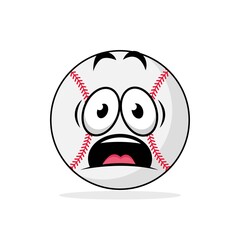 Baseball ball emoticon shocked vector graphics