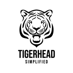 premium tiger head vector black logo icon illustration design