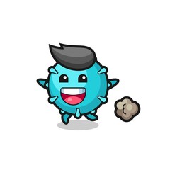 the happy virus cartoon with running pose