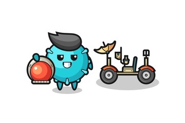 Naklejka premium the cute virus as astronaut with a lunar rover