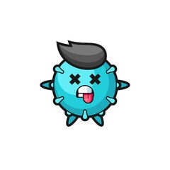 character of the cute virus with dead pose