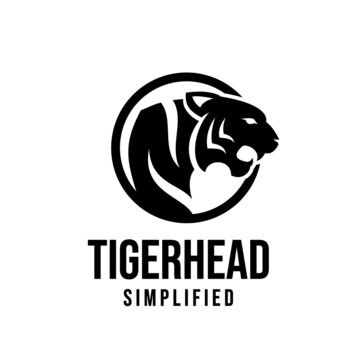 premium tiger head vector black logo icon illustration design
