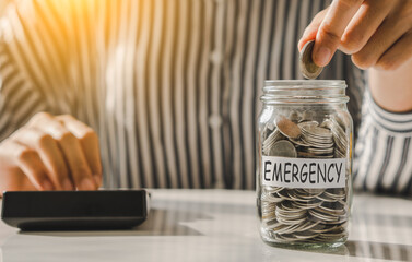 money saving for emergency money.Saving for emergency concept.