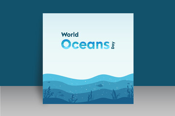 Naklejka na ściany i meble world oceans day template design