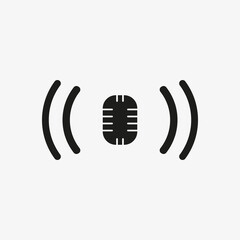 Podcast icon. Studio microphone icon in a fashionable style isolated on white background. Radio or karaoke symbol for logo template, web and mobile application, user interface design.