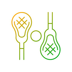 Lacrosse gradient linear vector icon. Playing with lacrosse stick outdoor. Competitive team sport. Body workout. Thin line color symbols. Modern style pictogram. Vector isolated outline drawing