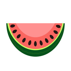 Watermelon slice vector illustration. Ripe juicy summer fruit. Healthy diet raw food.