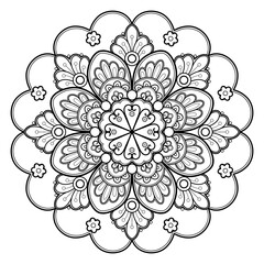 mandala Coloring book. design wallpaper. tile pattern. paint shirt, greeting card, sticker, lace pattern and tattoo. decoration interior design. hand drawn illustration. white background