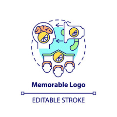 Memorable logo concept icon. Logotype design principle abstract idea thin line illustration. Making lasting impression on customers. Vector isolated outline color drawing. Editable stroke