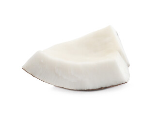 Piece of ripe coconut isolated on white