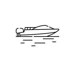 Motorboat line icon. Isolated vector element.