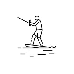 Wakeboarding line icon. Isolated vector element.