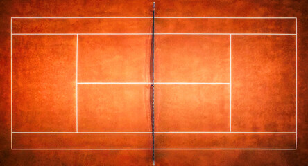Tennis Clay Court. View from the bird's flight.