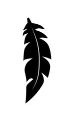 illustration of an old feather. Feather silhouette. Retro image of letter with feather icon.