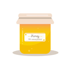 Glass jar of honey. Cartoon . Flat design