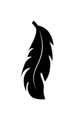 illustration of an old feather. Feather silhouette. Retro image of letter with feather icon.
