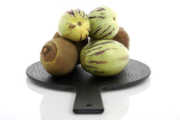 Zapote, fruit exotique d'Amérique du Sud, Sapote et Melon fruit (Pepino dulce) Poire-melon, concombre doux.