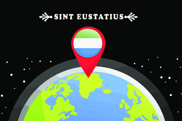 Saint Eustatius Flag in the location mark on the globe