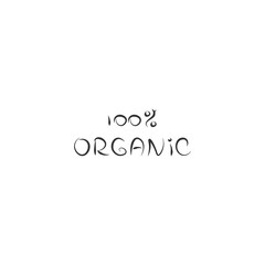 100 organic green inscription. Grunge tag lettering for Organic