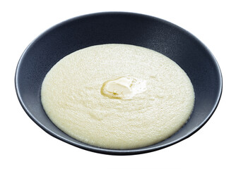 buttered semolina from durum wheat in gray bowl
