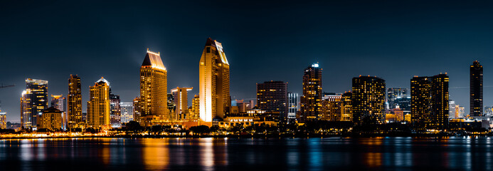 Fototapeta premium San Diego, California - USA , San Diego Skyline at Night , San Diego, California, USA