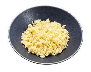 moroccan couscous in gray bowl isolated on white