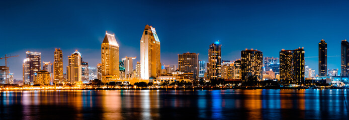 Naklejka na ściany i meble San Diego, California - USA , San Diego Skyline at Night , San Diego, California, USA