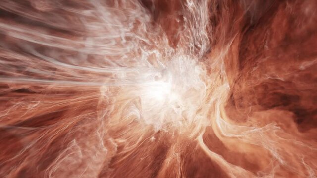Fiery orange red supernova solar wind storm, deep space star inner core burning plasma flares - seamless looping.