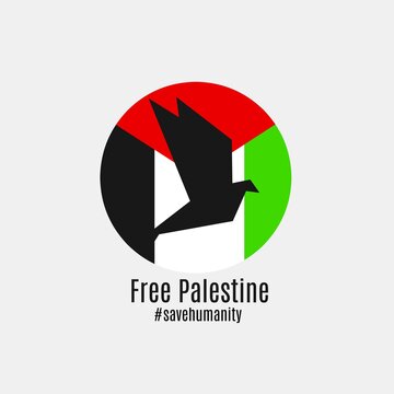 Illustration Vector Graphic of Free Palestine Perfect for Solidarity Banner Design etc.Dove Symbol of Peace.Save Humanity