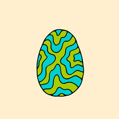 Colorful Easter egg with a pattern. Doodle. Vector. Hand-drawn illustration.