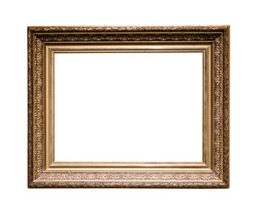 old classic golden wooden picture frame isolated
