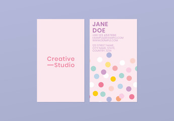 Editable Business Card in Cute Polka Dot Pattern