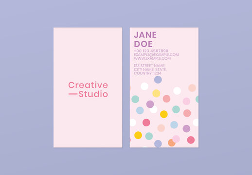 Editable Business Card in Cute Polka Dot Pattern