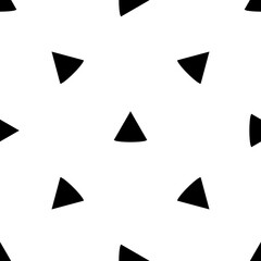 Seamless pattern of repeated black cone symbols. Elements are evenly spaced and some are rotated. Vector illustration on white background