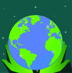 Background Save the Earth theme "Earth in our hands" vector design illustration 09
