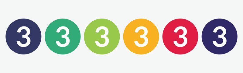 The number three icon set vector isolated.