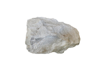 White Barite rock stone isolated on white background from Phrae, Thailand.