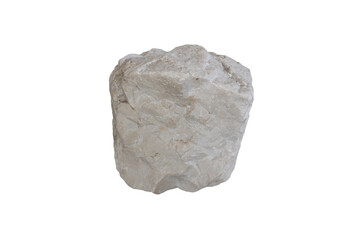 raw specimen of gray Barite rock stone isolated on white background.