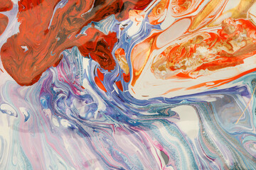 Art Abstract flow acrylic and watercolor marble blot painting.  Color wave modern; pop-art horizontal texture background.