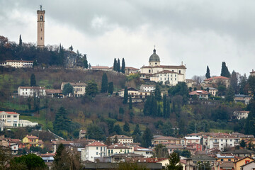  panoramic view of the city of Trissino in the province of Vicenza, Italy