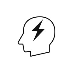Human head with web thunderbolt sign silhouette vector illustration