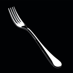 Fork white on black background
