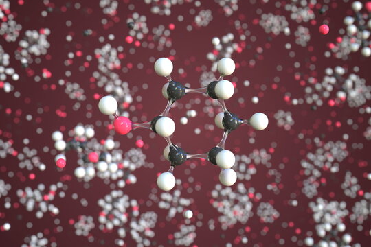 Cyclohexanol molecule, conceptual molecular model. Chemical 3d rendering