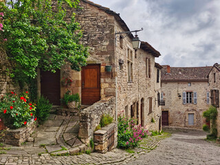 Street of the medieval village of Cordes-sur-Ciel. One of the most beautiful village of France. 