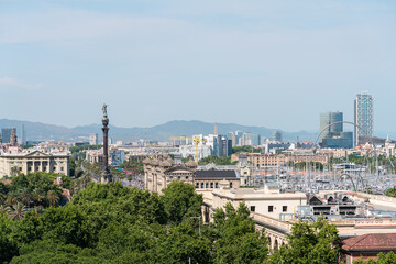 Fototapeta premium Aerial View Of Downtown City In Barcelona
