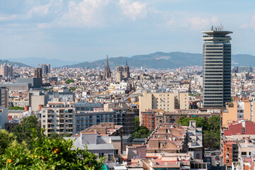 Fototapeta premium Aerial View Of Downtown City In Barcelona
